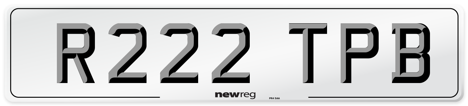 R222 TPB Number Plate from New Reg